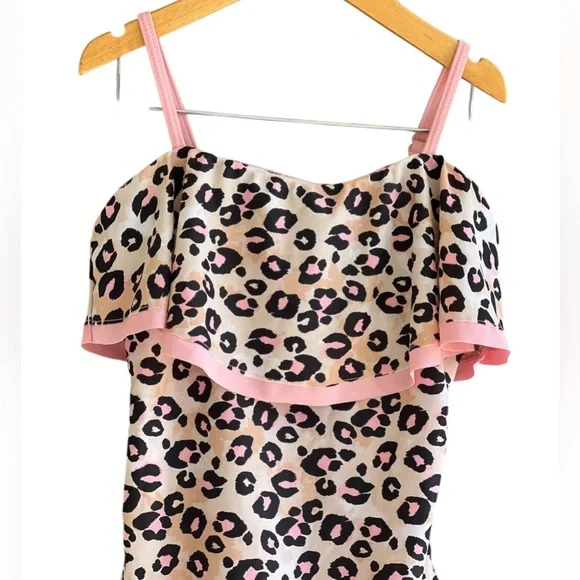 Justice Girl’s Leopard prints Ruffle one piece swimsuit - Picture 2 of 8